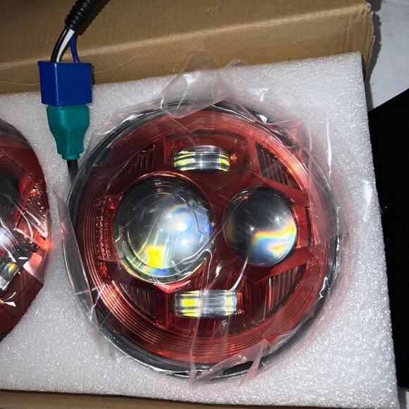 Jeep 7” Round LED Headlight High Low Beam headlamps-red - Picture 8 of 12
